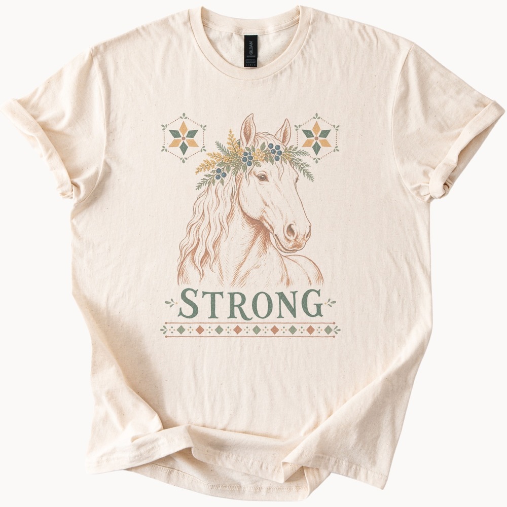Floral Horse Graphic Botanical Art Shirt